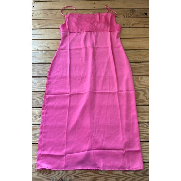 NWT $89 We Wore What Cowl Midi Satin Slip Dress Size 14 Women’s Hot Pink - Picture 1 of 8